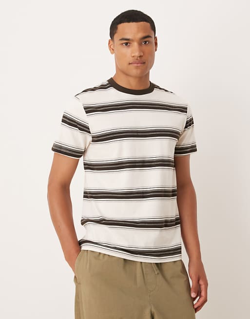 DESIGN t-shirt in brown stripe