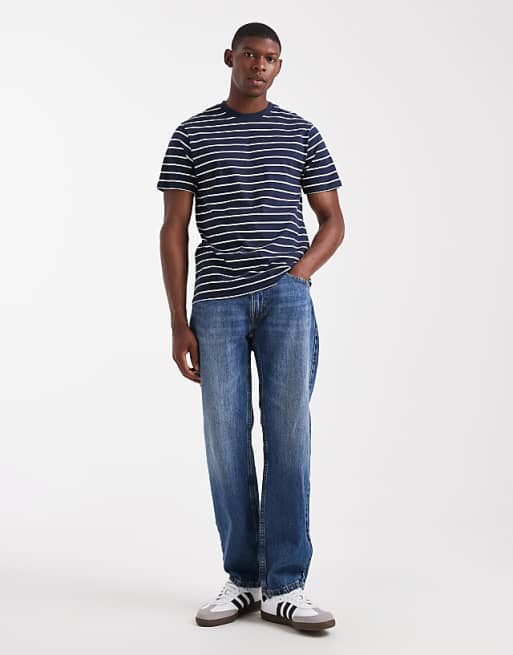 DESIGN T-shirt In Navy And White Stripe