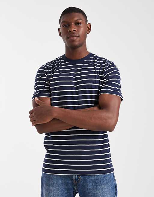 DESIGN t-shirt in navy and white stripe