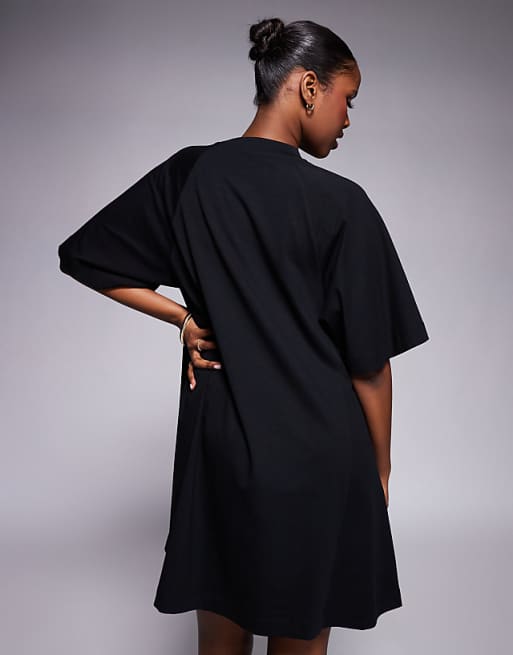 DESIGN T Shirt Swing Mini Dress In Black