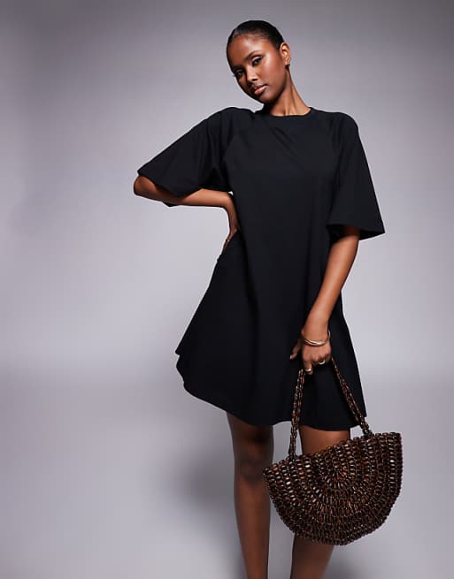DESIGN T shirt swing mini dress in black