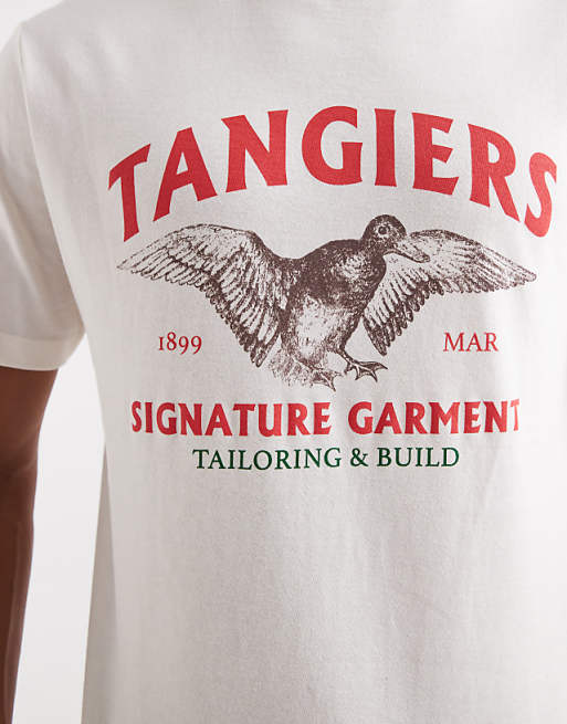 DESIGN T-shirt With Bird Graphic In Cream