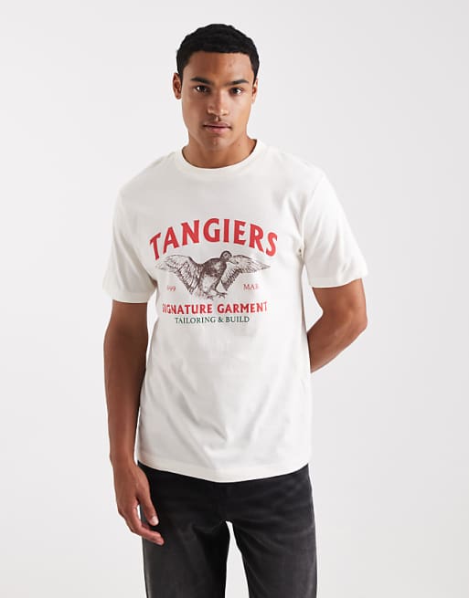 DESIGN t-shirt with bird graphic in cream