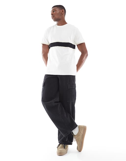 DESIGN T-shirt With Contrast Panel In Cream