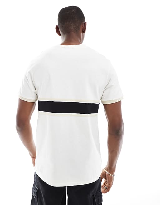 DESIGN T-shirt With Contrast Panel In Cream