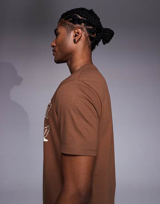DESIGN T-shirt With Sports Graphic In Brown