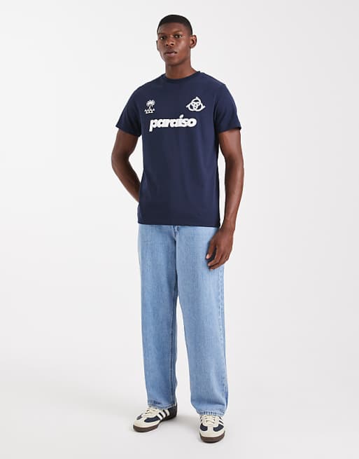 DESIGN T-shirt With Sports Graphic In Navy
