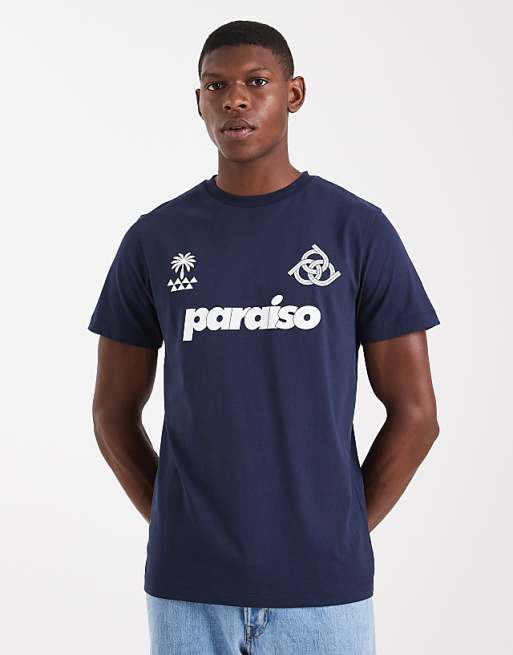 DESIGN t-shirt with sports graphic in navy
