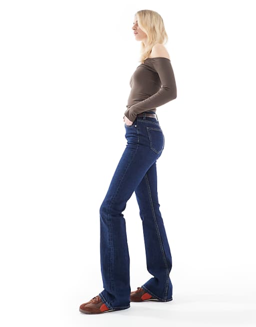 DESIGN Tall Mid Rise Flare Jeans In Rinse