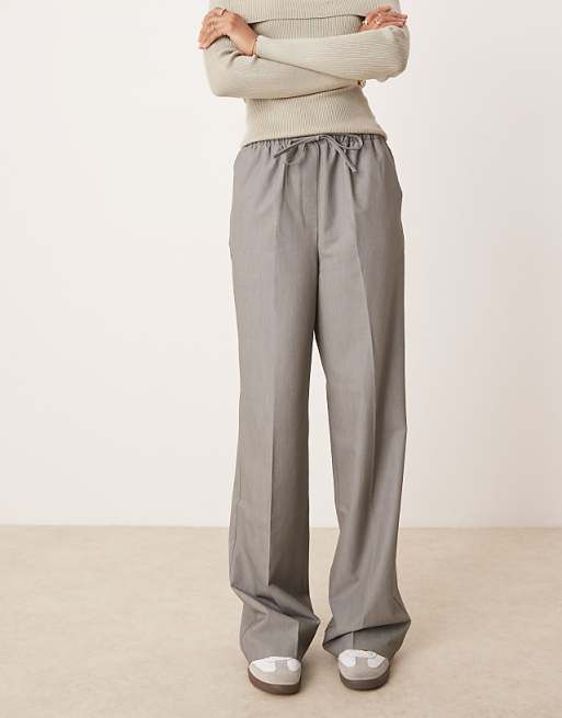DESIGN Tall Tailored Pull On Trousers In Grey