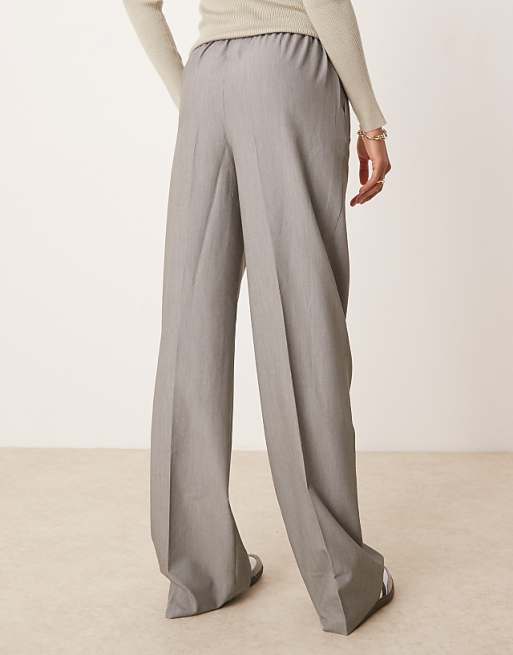 DESIGN Tall Tailored Pull On Trousers In Grey