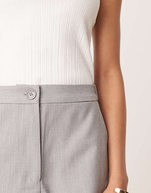 DESIGN Tall Tailored Relaxed Straight Leg Trousers In Grey