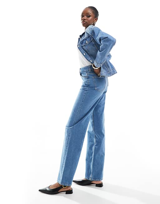 DESIGN Tall Wide Leg Dad Jeans In Clean Blue