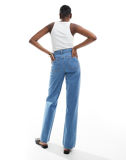 DESIGN Tall Wide Leg Dad Jeans In Clean Blue