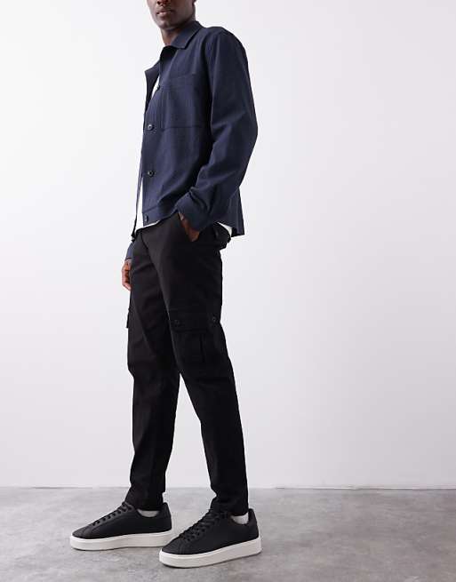 DESIGN Tapered Cargo Trouser In Black