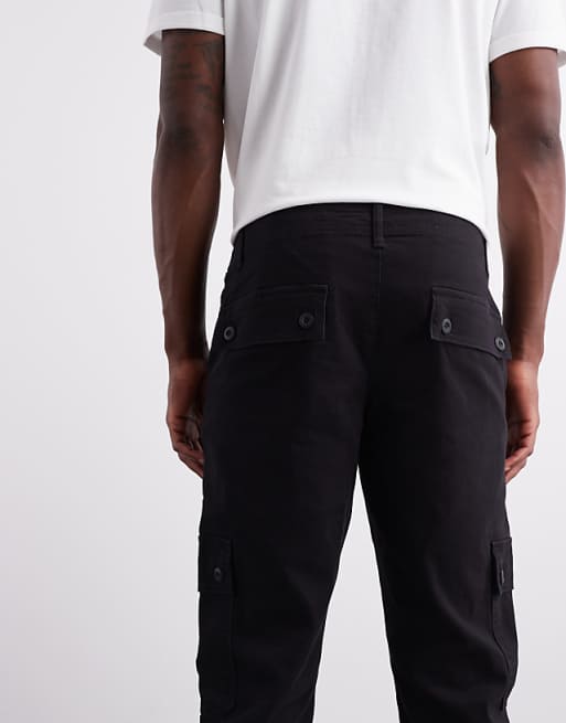 DESIGN Tapered Cargo Trouser In Black