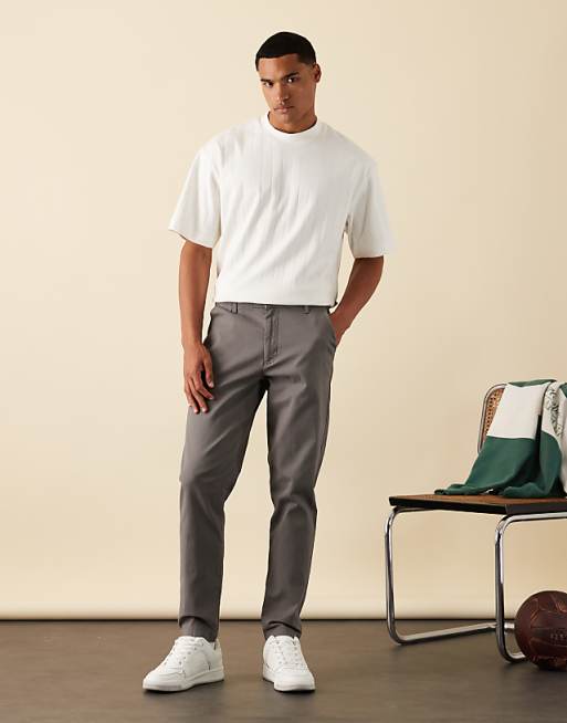 DESIGN tapered chinos in grey