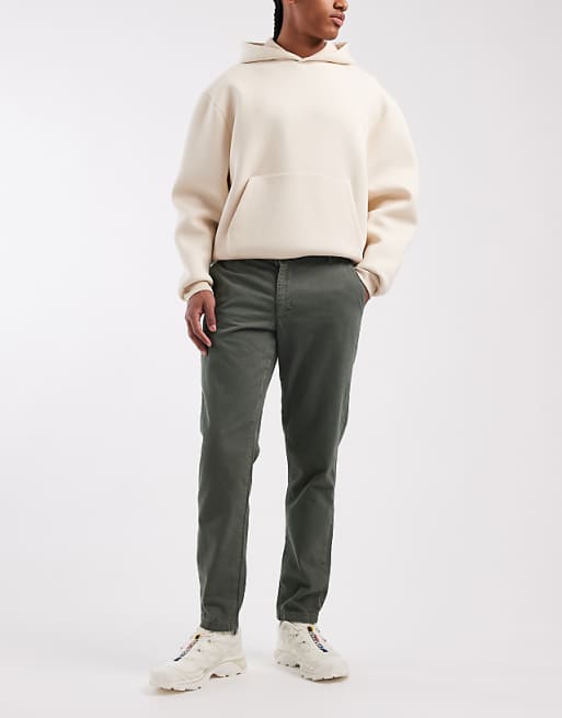 DESIGN Tapered Chinos In Khaki With Comfort Stretch