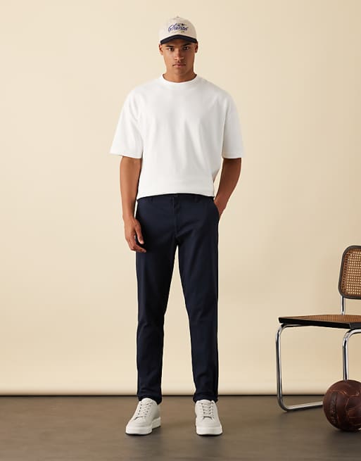 DESIGN tapered chinos in navy