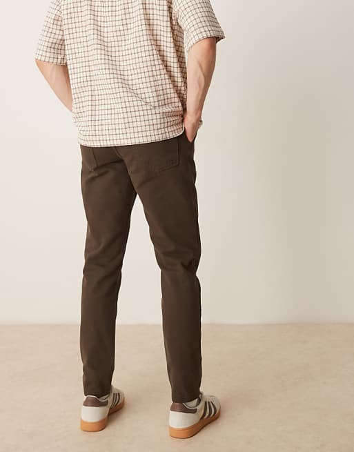 DESIGN Tapered Fit Chinos In Brown