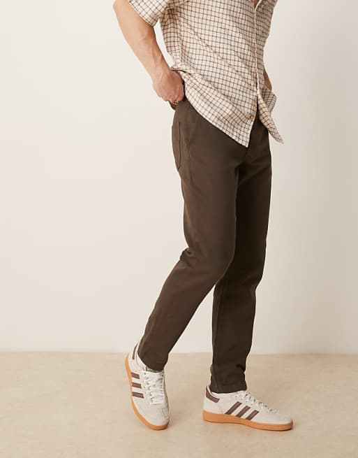 DESIGN Tapered Fit Chinos In Brown