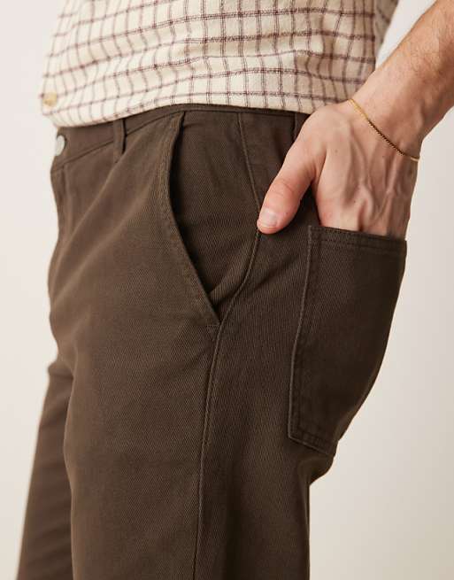DESIGN Tapered Fit Chinos In Brown