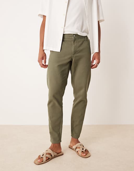 DESIGN Tapered Fit Chinos In Khaki