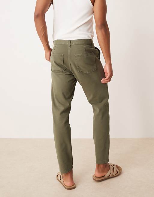 DESIGN Tapered Fit Chinos In Khaki