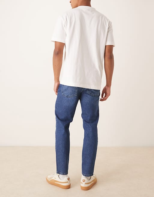 DESIGN Tapered Fit Jeans In Dark Wash Blue