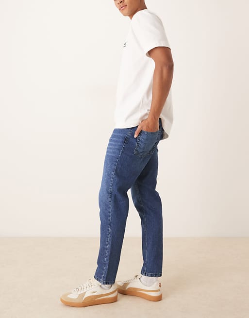 DESIGN Tapered Fit Jeans In Dark Wash Blue
