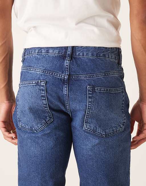 DESIGN Tapered Fit Jeans In Dark Wash Blue