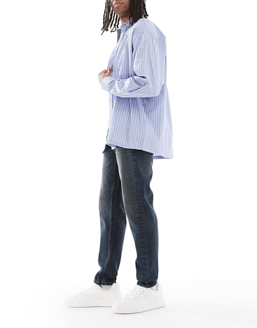 DESIGN Tapered Fit Jeans In Dark Wash Blue