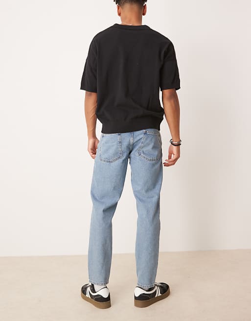 DESIGN Tapered Fit Jeans In Light Wash Blue