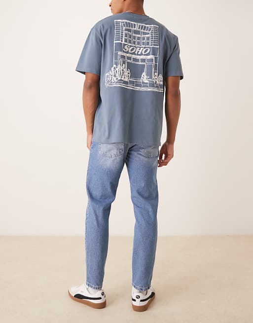 DESIGN Tapered Fit Jeans In Light Wash Blue