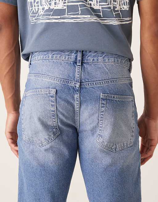 DESIGN Tapered Fit Jeans In Light Wash Blue
