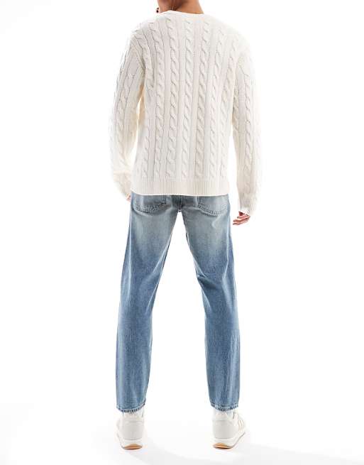 DESIGN Tapered Fit Jeans In Light Wash Blue