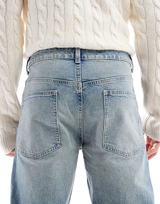 DESIGN Tapered Fit Jeans In Light Wash Blue