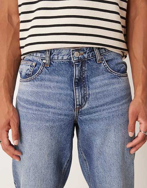 DESIGN Tapered Fit Jeans In Mid Wash Blue