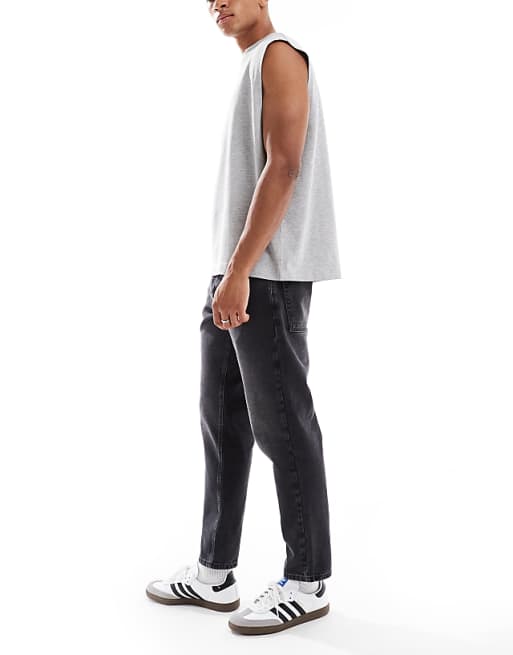 DESIGN Tapered Fit Jeans In Washed Black