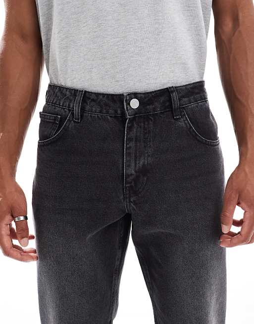DESIGN Tapered Fit Jeans In Washed Black