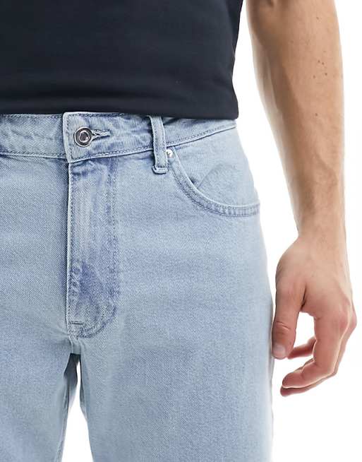DESIGN Tapered Jeans In Light Stone Wash Blue