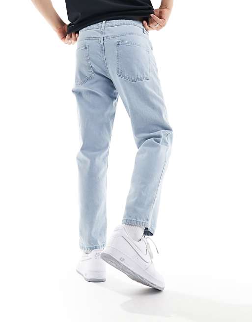 DESIGN Tapered Jeans In Light Stone Wash Blue