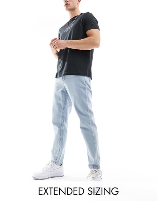 DESIGN Tapered Jeans In Light Stone Wash Blue