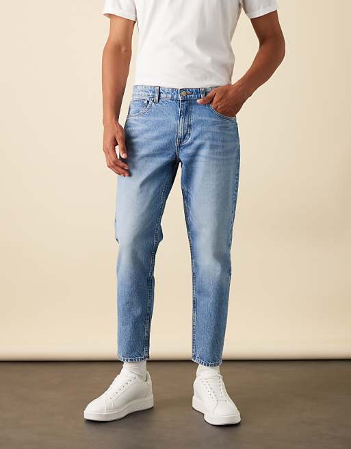 DESIGN Tapered Jeans In Light Wash Blue