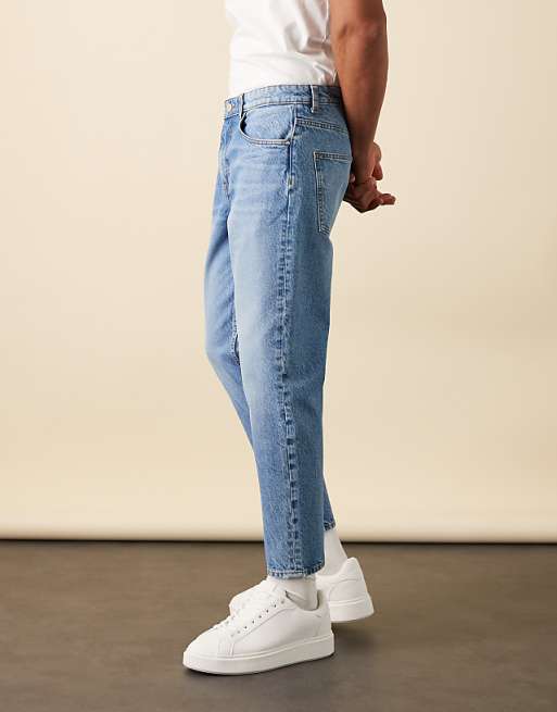 DESIGN Tapered Jeans In Light Wash Blue