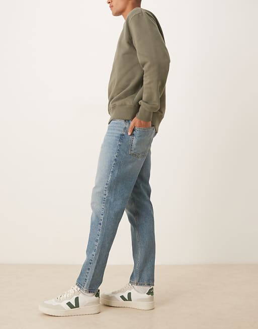 DESIGN Tapered Jeans In Mid Wash Blue