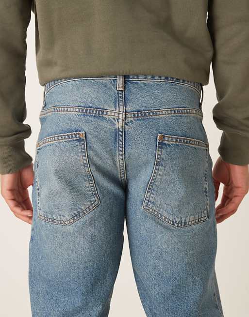 DESIGN Tapered Jeans In Mid Wash Blue