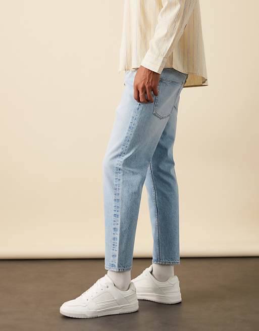 DESIGN Tapered Jeans In Mid Wash Blue