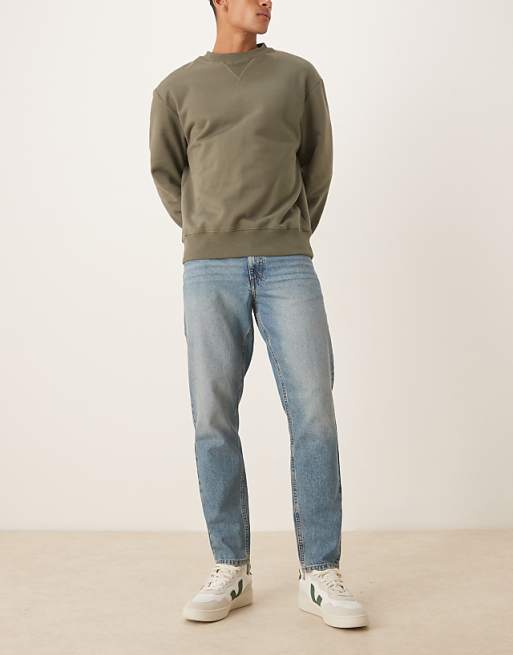 DESIGN Tapered Jeans In Mid Wash Blue