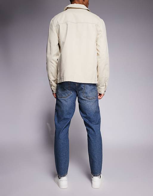 DESIGN Tapered Jeans In Mid Wash With Tint